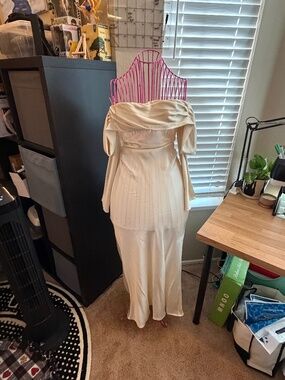 Amandine Satin Maxi Dress - Cream